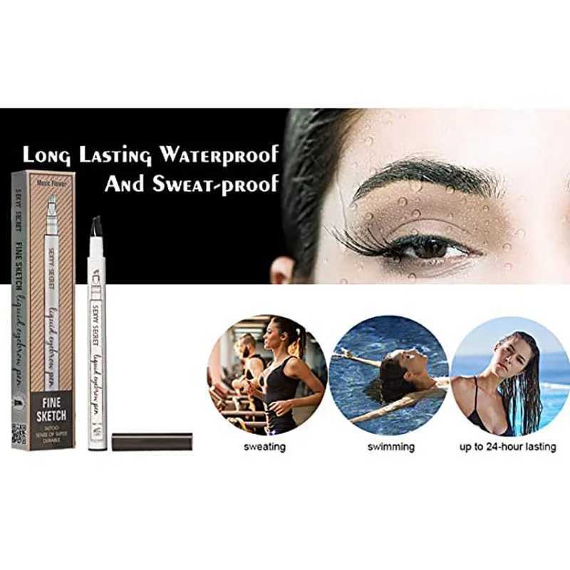 Dark Brown Eyebrow Pencil Microblading Eyebrow Pen Makeup Waterproof 4 Tip Eyebrow Pen Black Liquid Pen Enhancer Cosmetic W250807