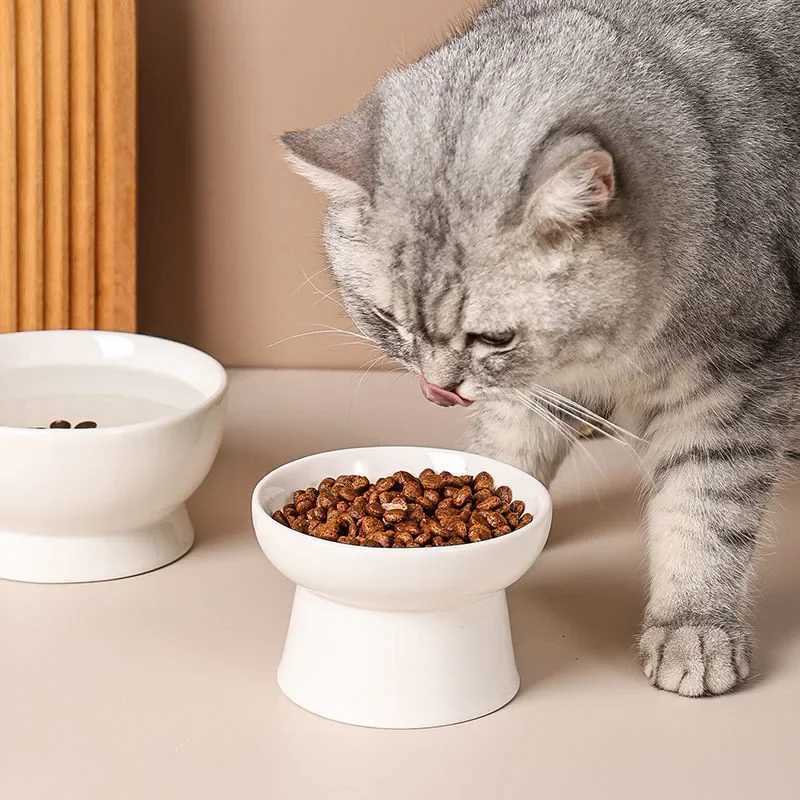 White Ceramic Pet Bowl with Claw Print Pattern Anti Slip Safety Drink Water and Eat Bowl for Dog Cat Pet Supplies Accessories Y250806