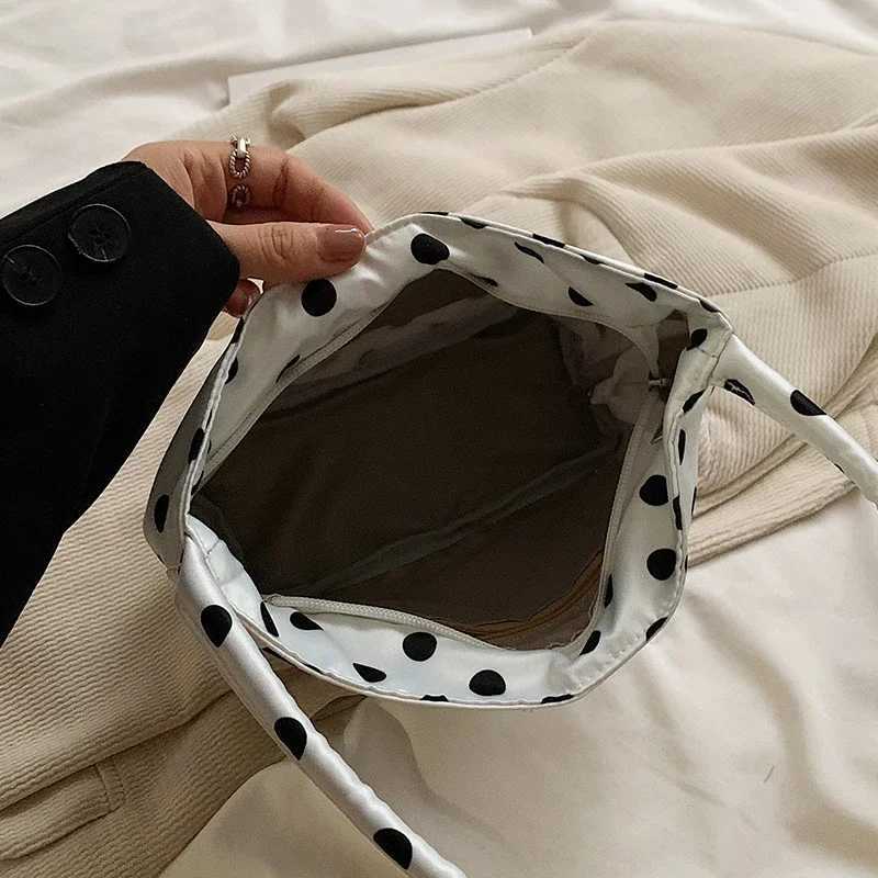 Womens Bag Satin Polka Dot Korean Shoulder Bag Large Capacity Bucket Bag Handbag For Women With Pendant Z250807