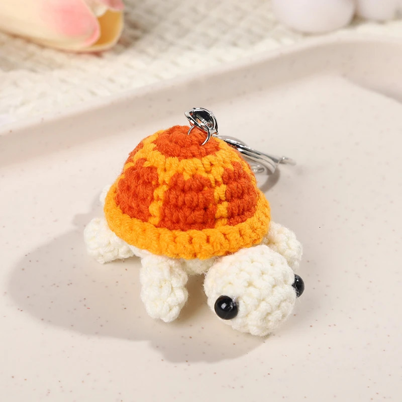 Cute Little Turtle Car Keychain Mini Turtle Handmade Wool Crochet Backpack Hanging Cute Keychain 250807