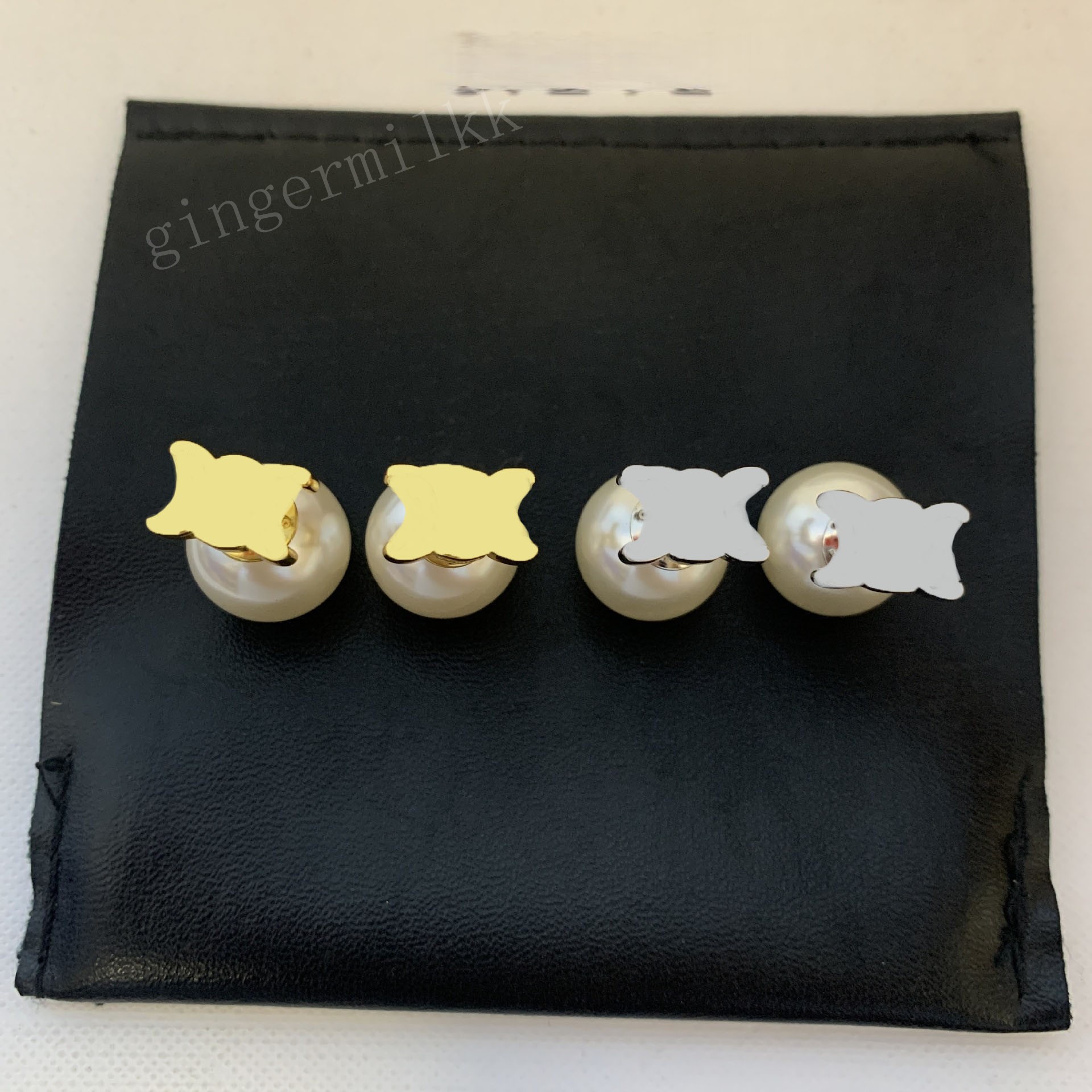 Designer Earrings Womens Pearl Gold Studs For Women With Box For Party Weddings Jewelry Gift