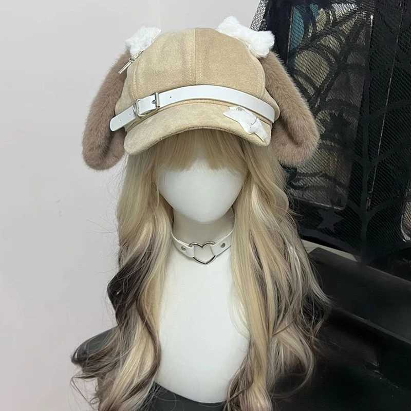 Gothic Lolita Beret Kaii Hat Punk Bone Long Eared Puppy Hat For Women Girls Cosplay Hats Versatile Sunscreen Hat Gifts XJ250807