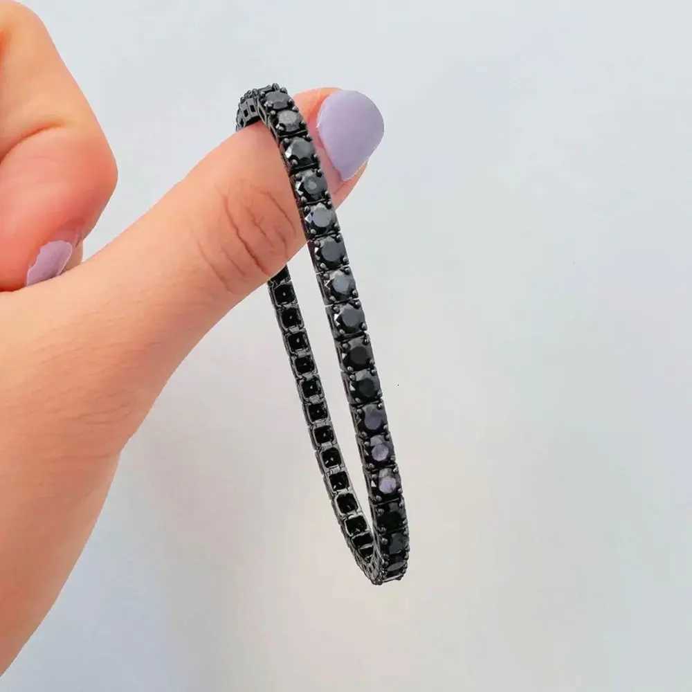 3mm 4mm Black Moissanite Tennis Bracelet Full Diamond GRA 925 Sterling Silver Plated 18k Hiphop Bracelets for Women Men W250807