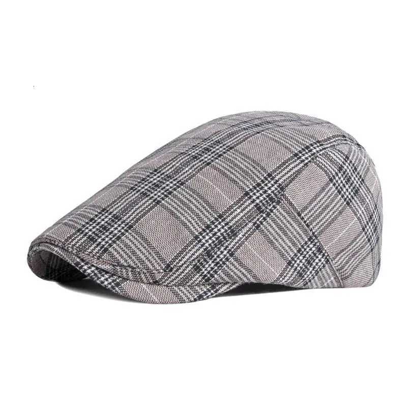 2024 Cotton Spring Summer Plaid Newsboy Flat Peaked Cap Men and Women Painter Beret Hats 130 XJ250807