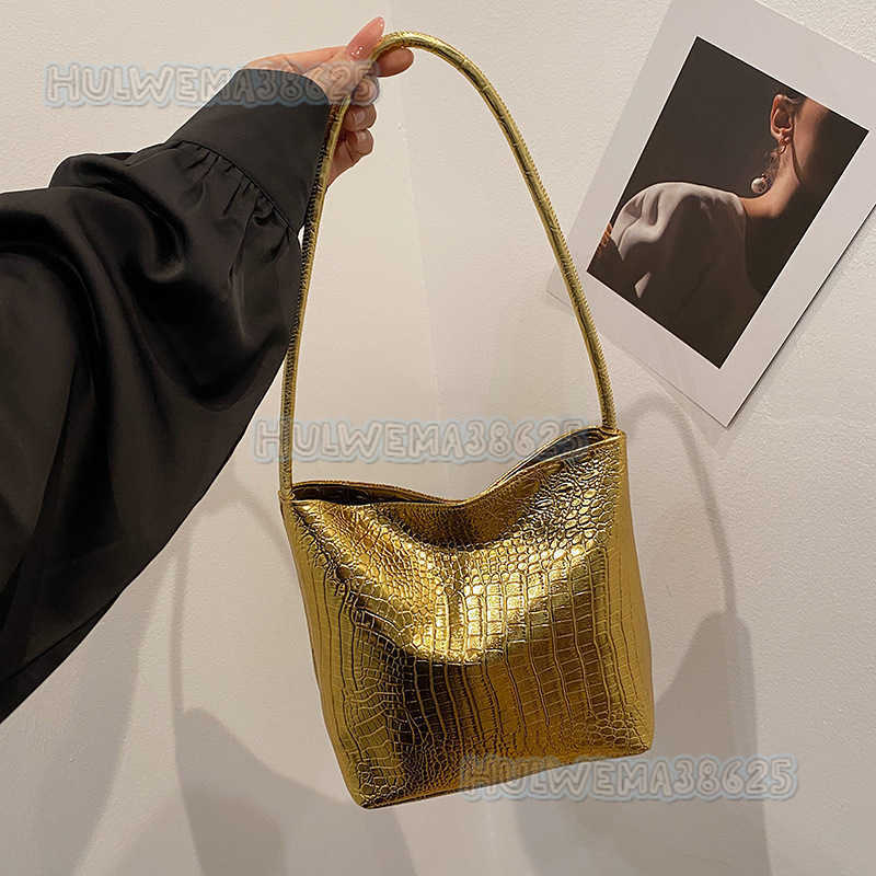New Crocodile Pattern Bucket Bag 2024 Autumn New Versatile Shoulder Bag Niche Stylish Handbag H250806
