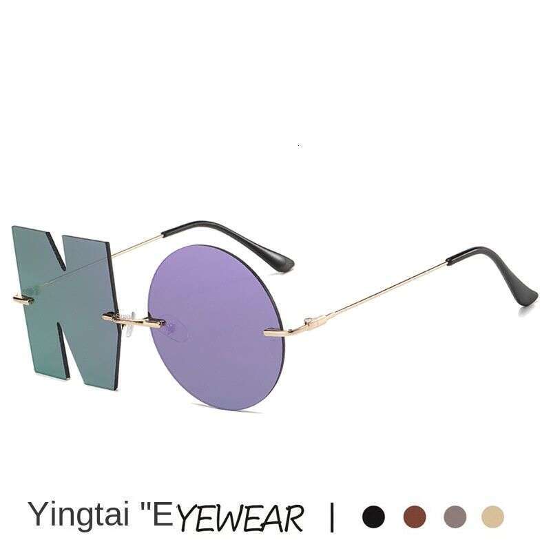 New No Fashion Trend Sunshade Mirror Metal Frameless Colorful Sunglasses Glasses