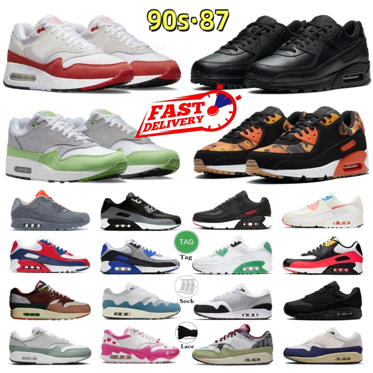 Designer 90 90s shoes Women Men Triple Black Concepts Mellow 86 casual shoes Orange Camo Green Cool Grey bred Anniversary Premium Sports Running 87 sneakers 36-46