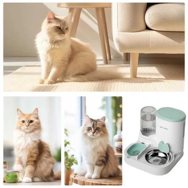 Feeder and Water Dispenser Set Dog Automatic Food Water Dispenser Kit Large Capacity Pet Feeding Station for Cats Dogs Rabbits Y250806