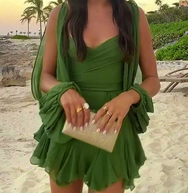 Spring Women's New Sexy Hot Girl V-Neck Lantern Sleeve Hollow Out Off-Shoulder Casual Dress B5 h7