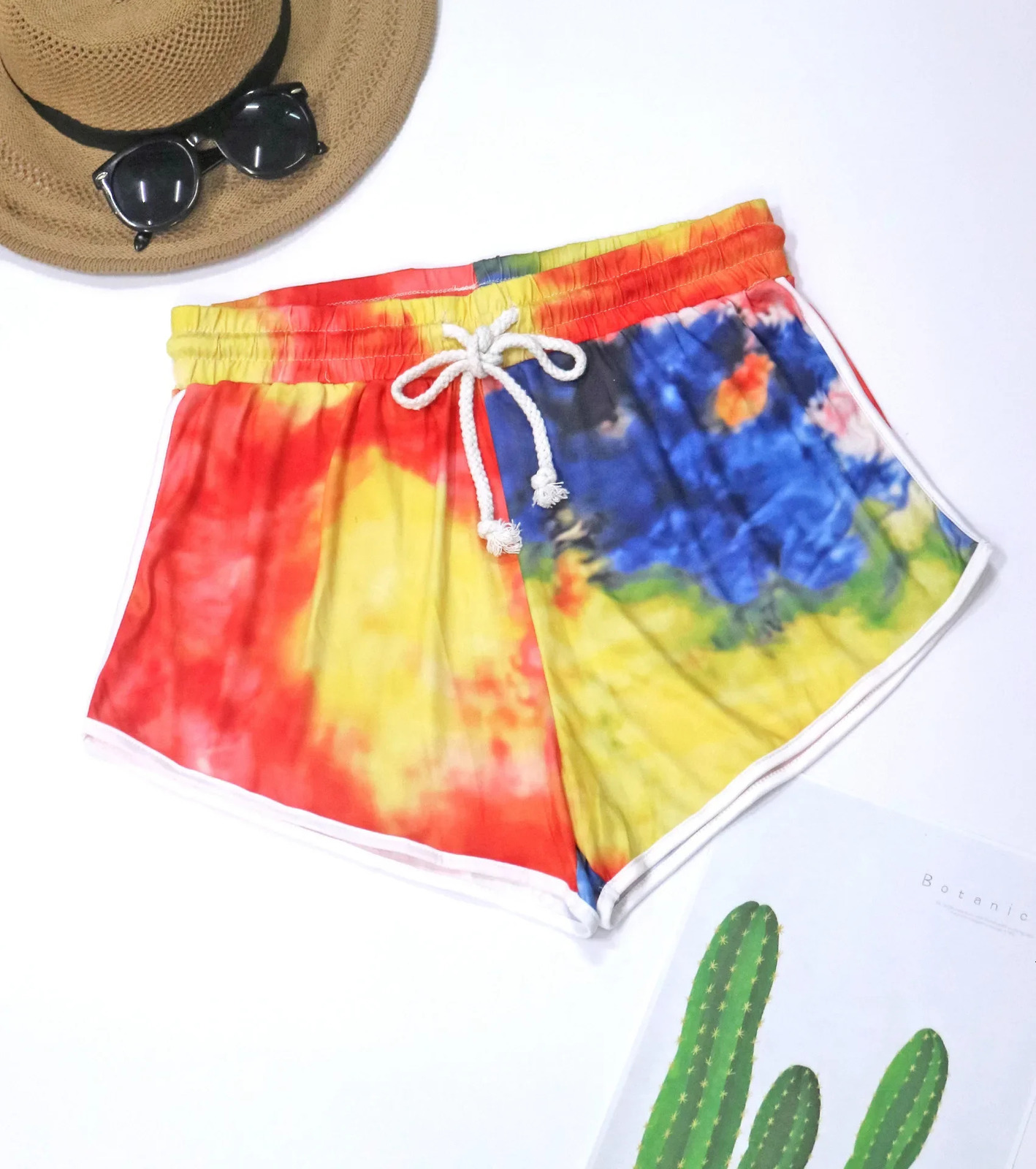 Plus Size Womens Casual Pants Dyed Waist Elastic Drawstring Sports Shorts Comfortable Loose Fit Female Clothing Ac 250805