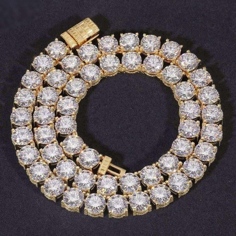 Designer NecklaceDesign Iced Out Bracket 10mm Sterling Sier Vvs Moissanite Dia Baguette Buckle Tennis Chain Necklace