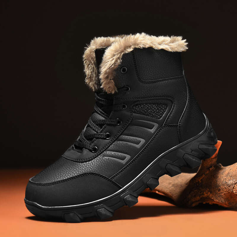 Men's Snow Boots Northeast Large Size Fleece Lined Thickened NEW Cotton Hiking for Middle-aged and Elderly Outdoor Anti-freeze Leather Shoes