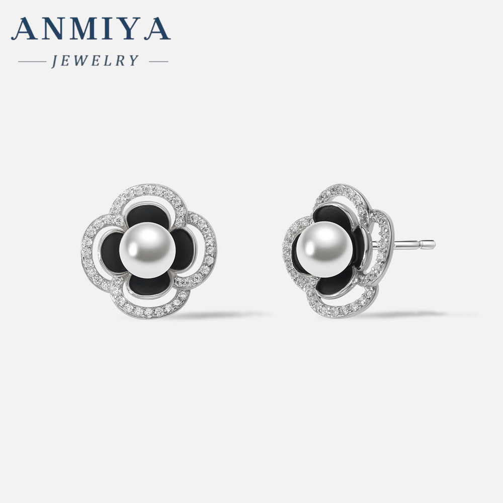 18k Gold Four Leaf Clover Flower Stud Classic Earrings Real Leaf Earrings Clover Stud 18k Gold 925 Silver Leaf Stud Earrings