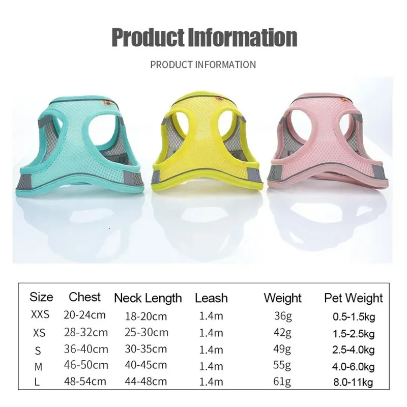 Cats Dog Accessories Small Dog Collar Safety Vest Pet Chest Rope Dogs Cover Breathable Adjustable Harnesses Supplies Products 250805