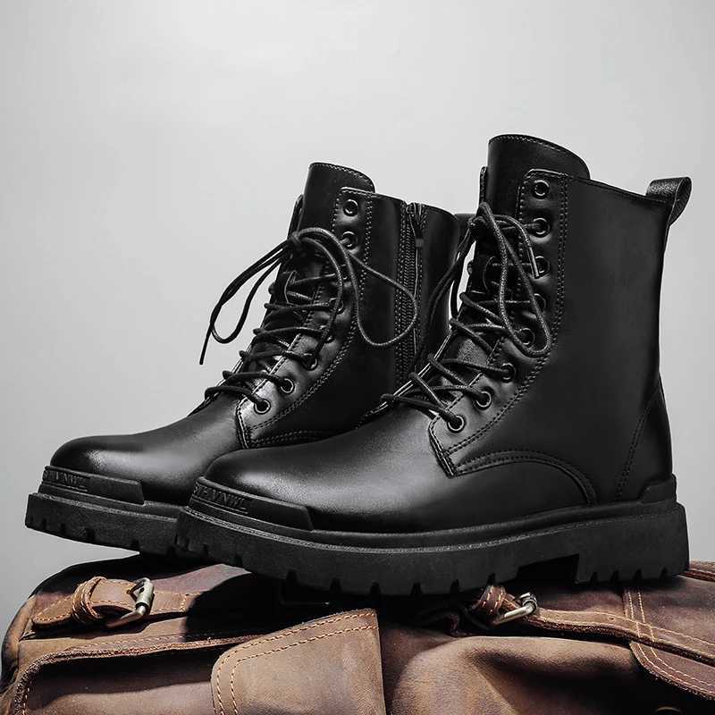 Men Luxury Autumn Versatile High Top Fi Trend British Platform High-quality Motorcycle Workwear Chelsea Boots Large Size XJ250807