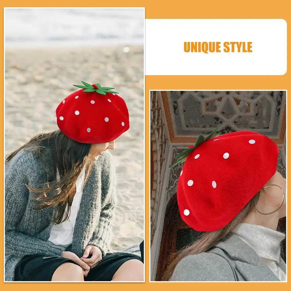 Sterry Beret Girls Beanie Hat Fruit Costume Manual Party Novelty Plush Hats Red Baby XJ250807
