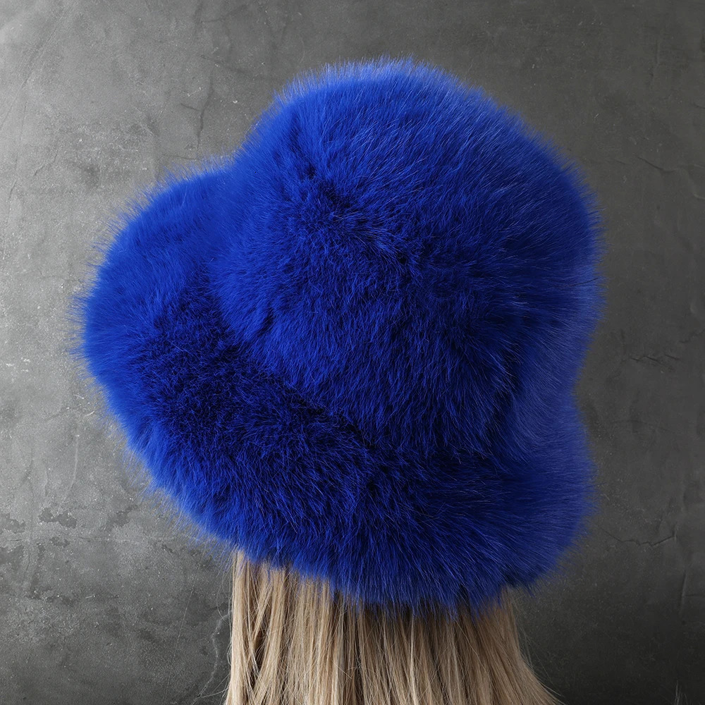 Big Fluffy Faux Fur Bucket Hat for Women Plush Fisherman Hat Warm Winter Hat Thicken Cold Snowy Day Panama Cap y2k 250806