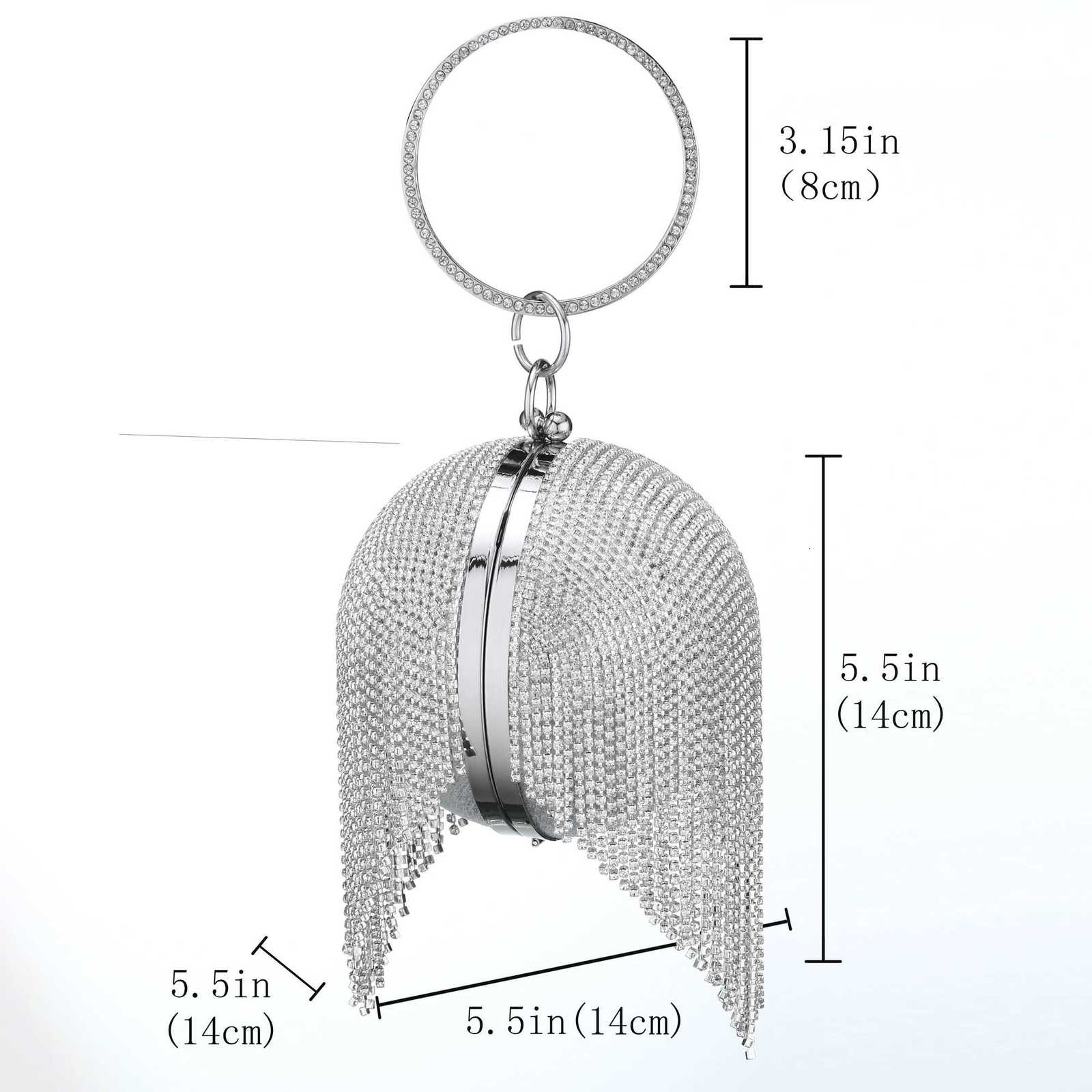 Sliver Diamonds Rhinestone Round Ball Evening Bags For Women Fashion Mini Tassels Clutch Bag Ladies Round Handbag Clutches Z250807