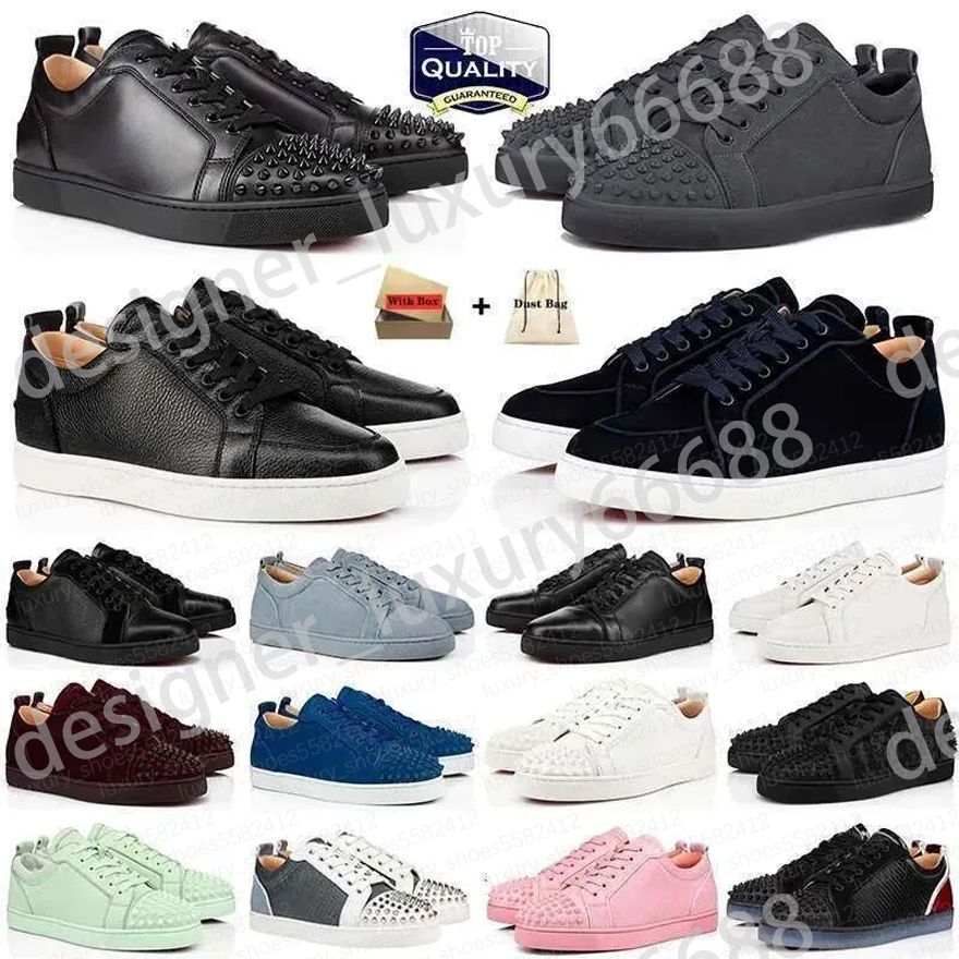 Luxury Designer Low Dress Shoes Mens Casual Glitter Grey Rivets Leather Suede Camo Green Men Women Fashion Spikes Office Career Wedding Trainers Sneakers Box