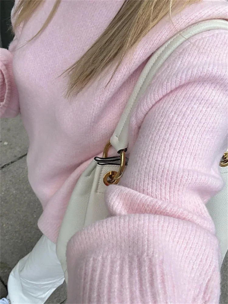 Tossy Pink Knitwear Sweater Pullover For Women Long Sleeve Fashion Loose Patchwork Cute Y2k Top Female Knit Elegant Pullover 250806