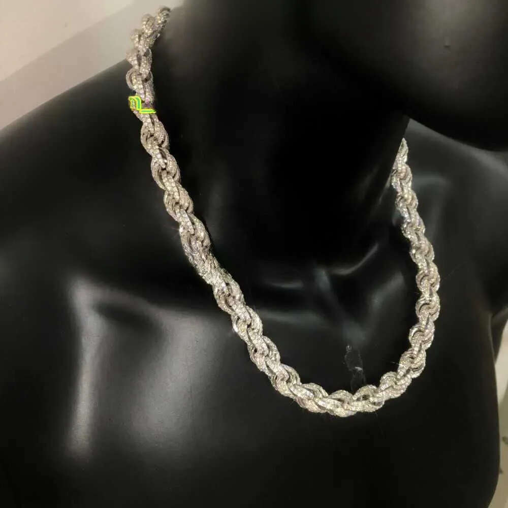 Twisted Moissanite S 10k 14k Solid Gold Hip Hop Men Jewelry Cuban Necklace Iced Out Vvs Dia Rope Chain