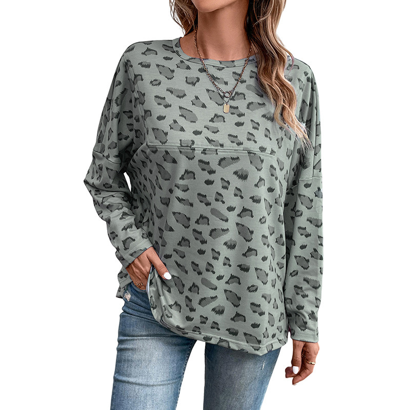 Free Shipping Designer Hoodie Hot Selling Women's Slim Casual Pullover 2025 Autumn New Leopard Print Long Sleeved Pullover