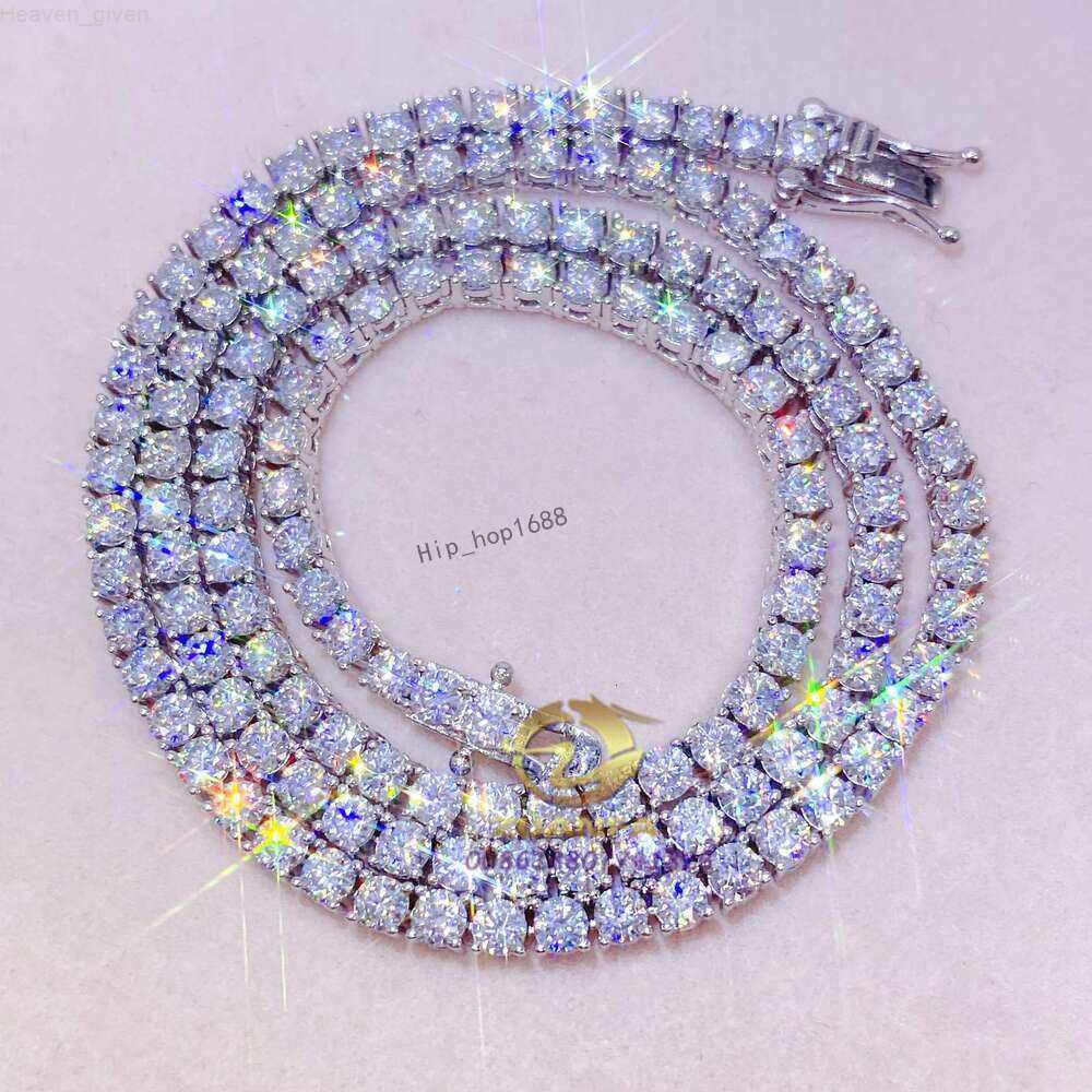 Pass Dia Test 2Mm--5Mm Wide Sier Gold Plated Moissanite Dia Tennis Necklace/Bracelet Chain