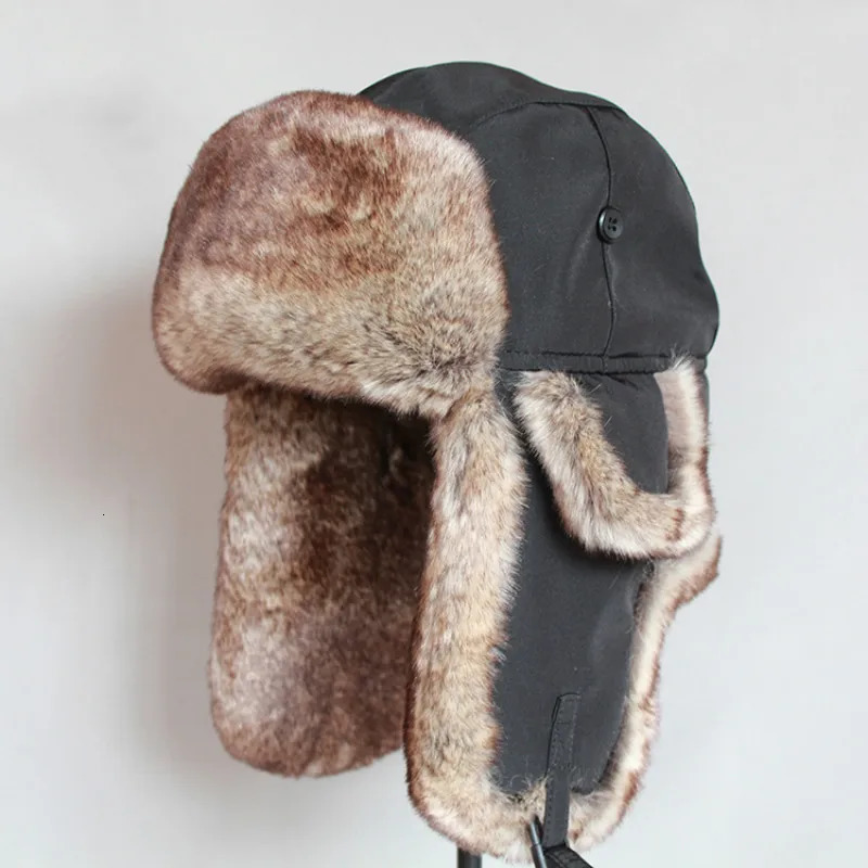 Winter Bomber Hat For Men Faux Fur Russian Hat Ushanka Women Thick Warm Cap with Ear Flaps 250806