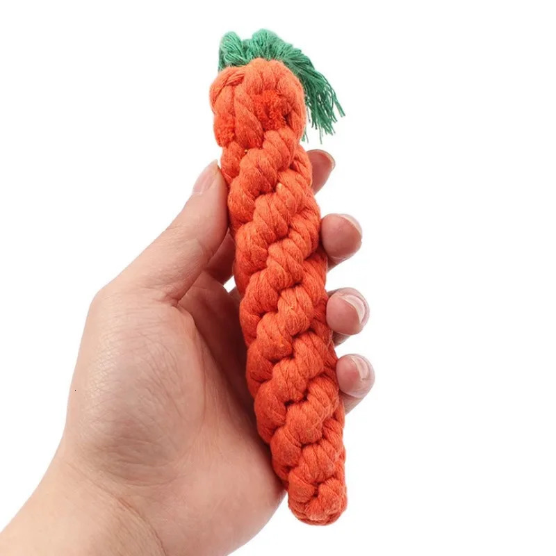 1PCS Carrot Dog Chew Toy Safe Durable Braided Bite Rope for Puppy Teeth Cleaning Molar Exercise Cotton Rope Pet Toy 250804