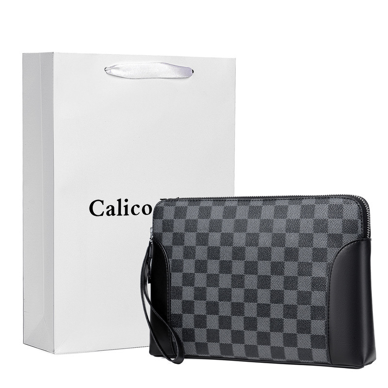 Men's Handbag Cross-border Exclusive New Fashion Password Luxury Bag Lock Retro Designer Bag Clutch Bag Men PVC Large Capacity Business Folder Ba
