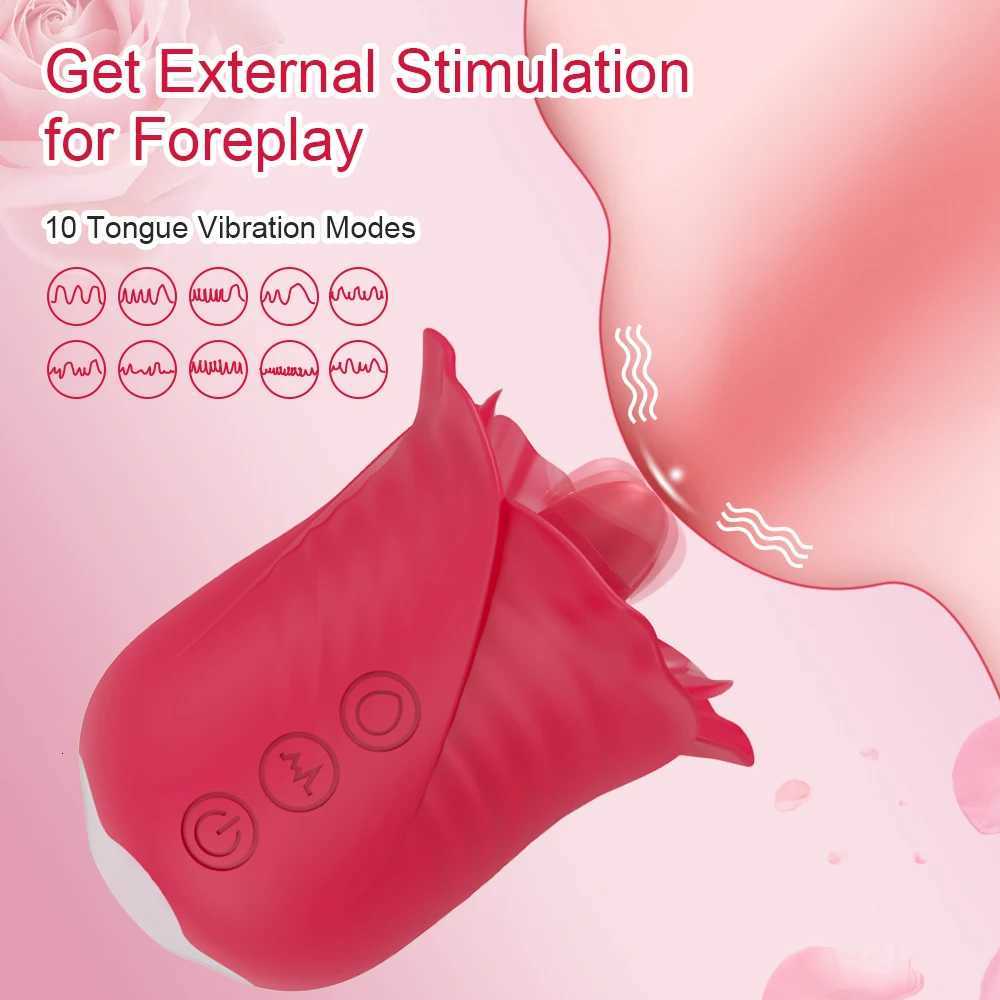 Vibrator Adult Sex Toys for Women Sucking Vibrator Rose-Sex Toy Tongue Vibrating Adult Sex Toys with Removable Cup G Spot Vibrators W250807