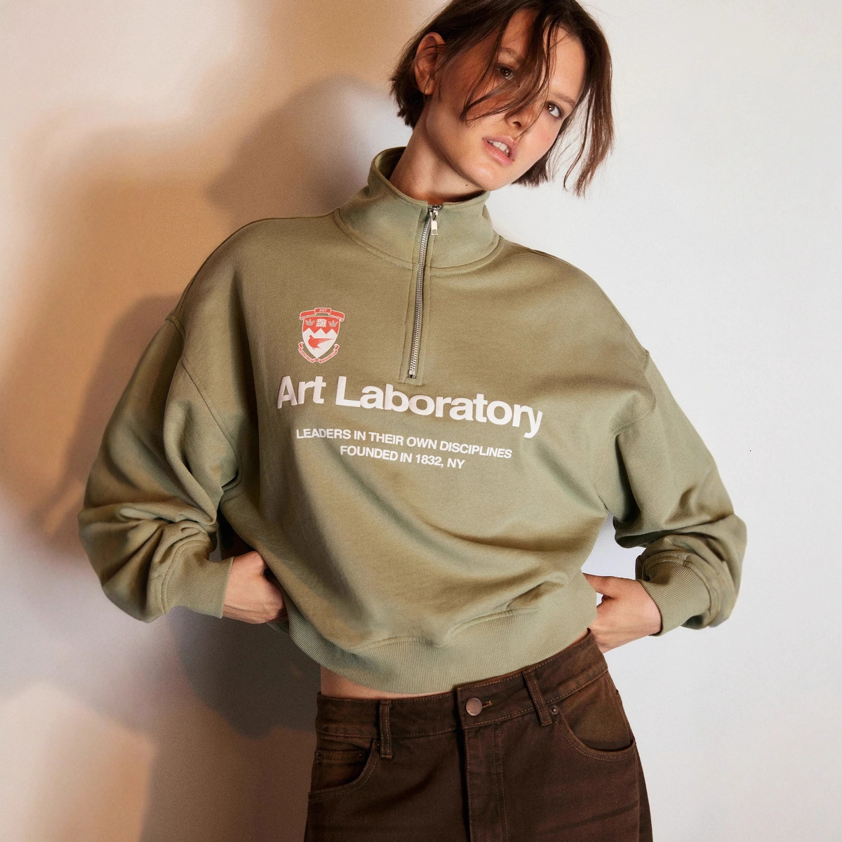 Free Shipping Designer Hoodie 2025 New Women's Stand Up Collar Sportswear Autumn And Winter Loose Half Zipper Long Sleeved Pullover Women's 