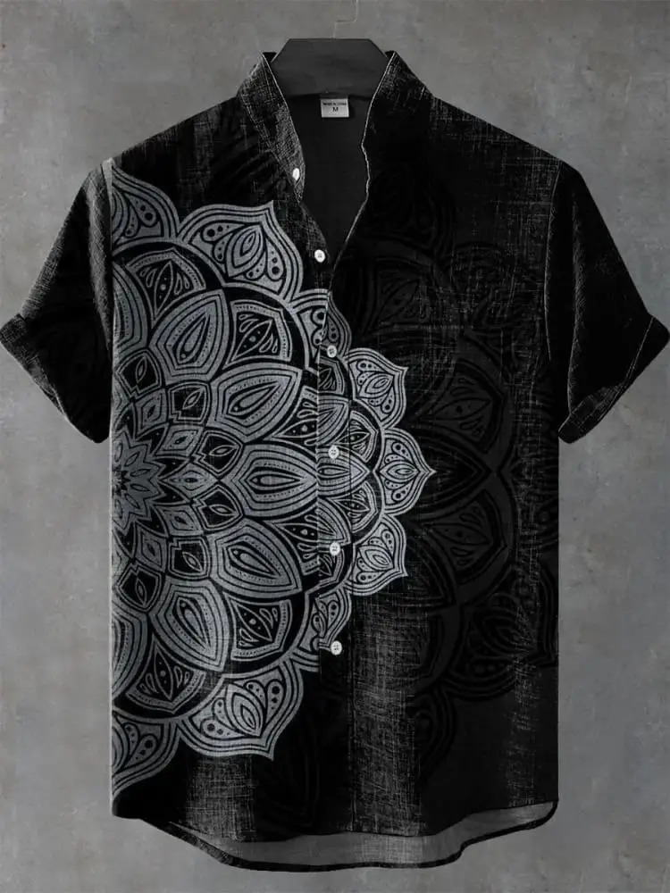 Mens Shirt Pattern Printed Short Sleeved Lapel Casual Street Top Camisa Hombre Hawaiian Camisas De 250807