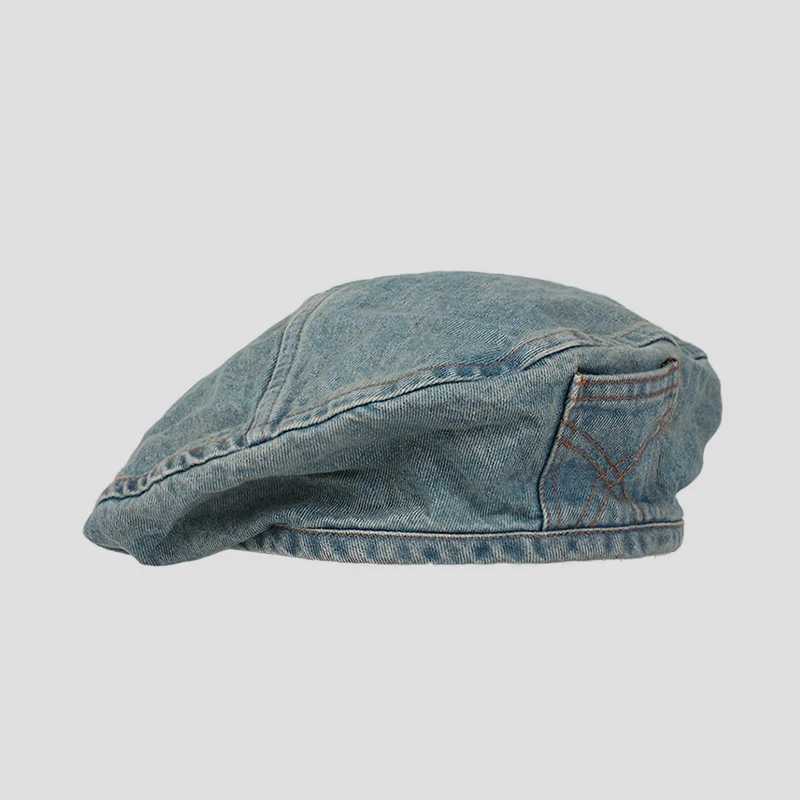 Womens Artistic Style Retro Washed Cotton Denim Pocket Heaear Fashion Painter Cs Beret Hat XJ250807