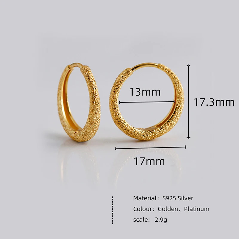 WANTME 925 Sterling Silver Frosted Statement French Hoop Earrings for Women Men Fashion Punk Piercing Charms Jewelry 250730