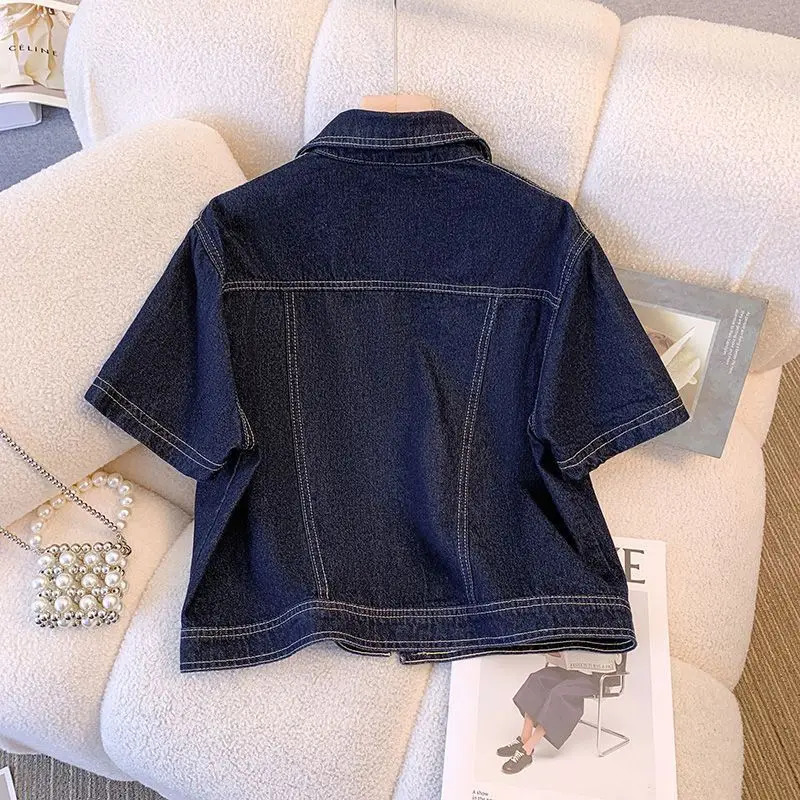Womens Denim Jackets Streetwear Short Sleeve Summer Jean Jacket Outwear Ropa Mujer Fashion Retro Vintage Coat Cropped Tops 250807