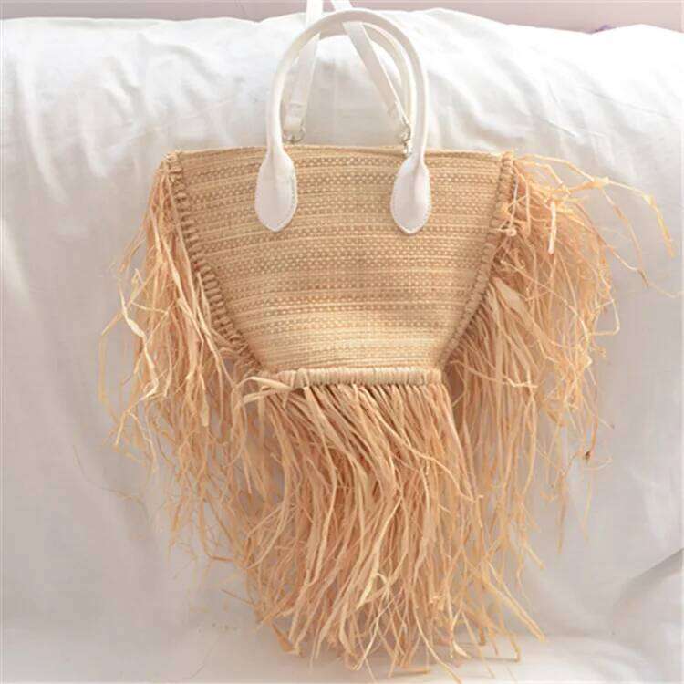 Brand Tassel Raffia Straw Beach Woven Shoulder Bag Raffia Circle Rattan Bags Bohemian Summer Vacation Casual Bag