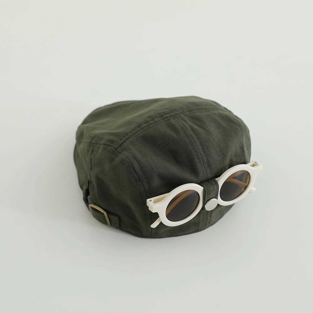 Childrens Cs With Glasses Handsome Spring Summer Baby British Beret Hats Boys Girls Korean Painter Hat For Kids 2-5 Years XJ250807