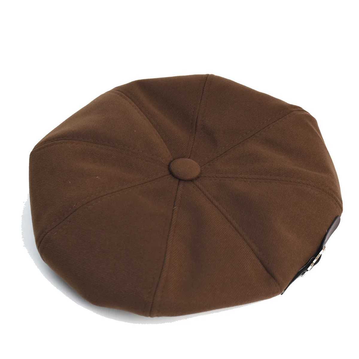 Retro Coffee Berets Hats Women Girls Buckle Design Painter Hats All-Matching Octagonal Hat Stylish Short Brim Newsboy Hats XJ250807