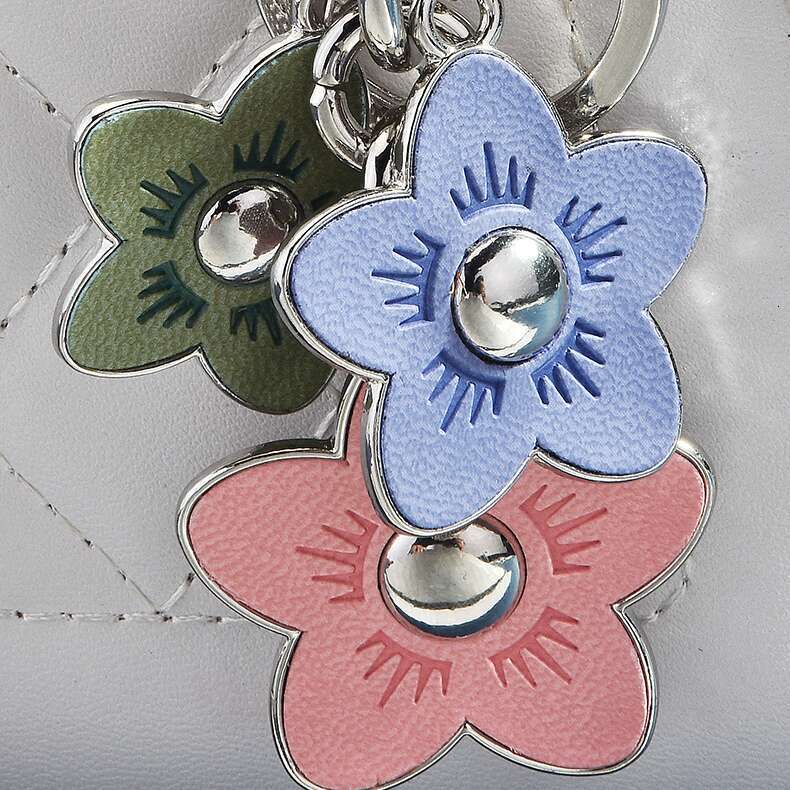 DHessentials Floral Metal Keychain - Elegant Rose & Camellia Bag Charm, Stylish Car Key Holder for Women (10cm, 45g)