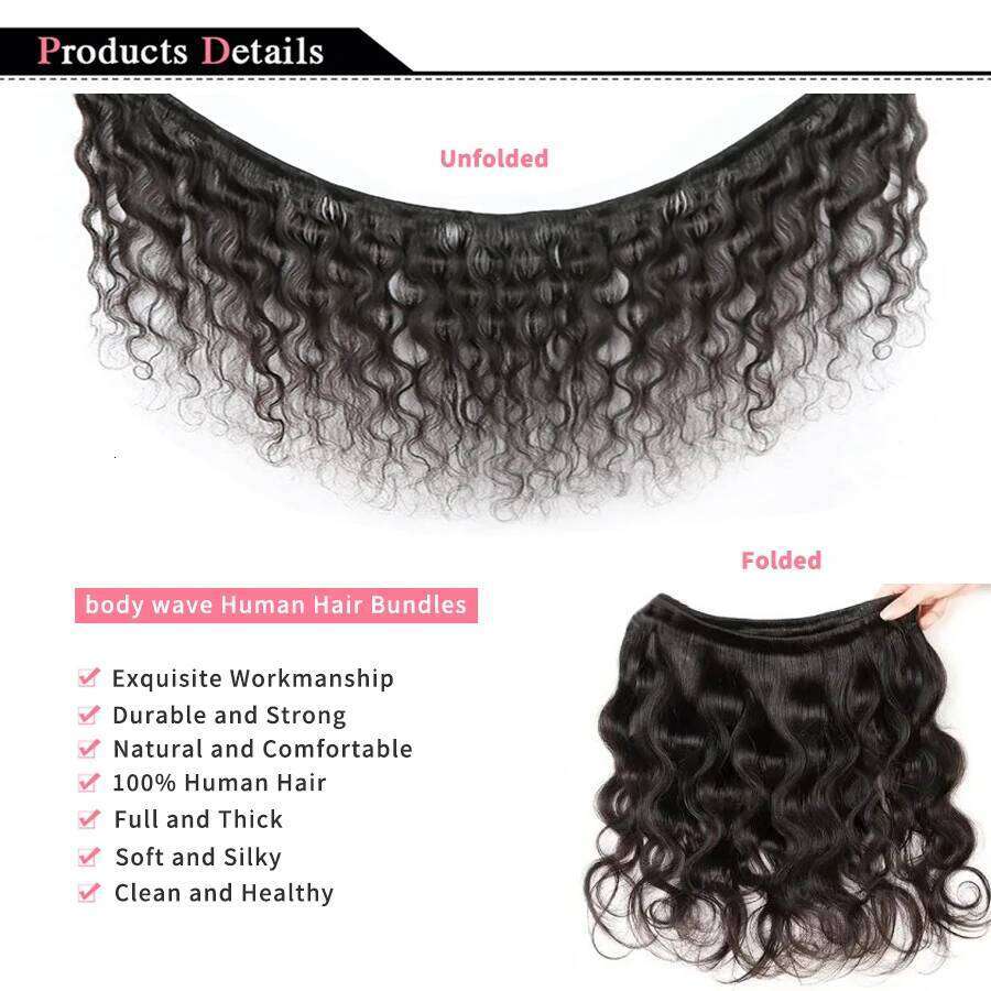 Body Wave Brazilian Weave 100% Natural Black Human Hair Extensions synthetic 3 PCS Bundles