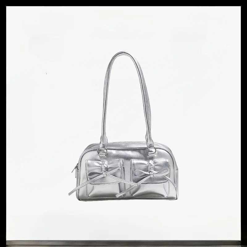 Ele Knot Ballet Bowling Bag Womens 2025 New Commuter Shoulder Handbag Versatile Fashion Soft PU Leather Z250807