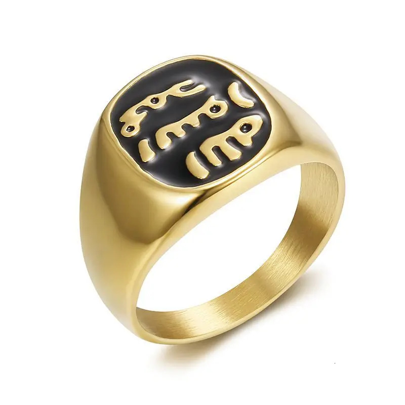 Stainless Steel Ancient Secret Language Letter Hip Hop Rings for Men Women Couple Friends Gift Fashion Jewelry 250730