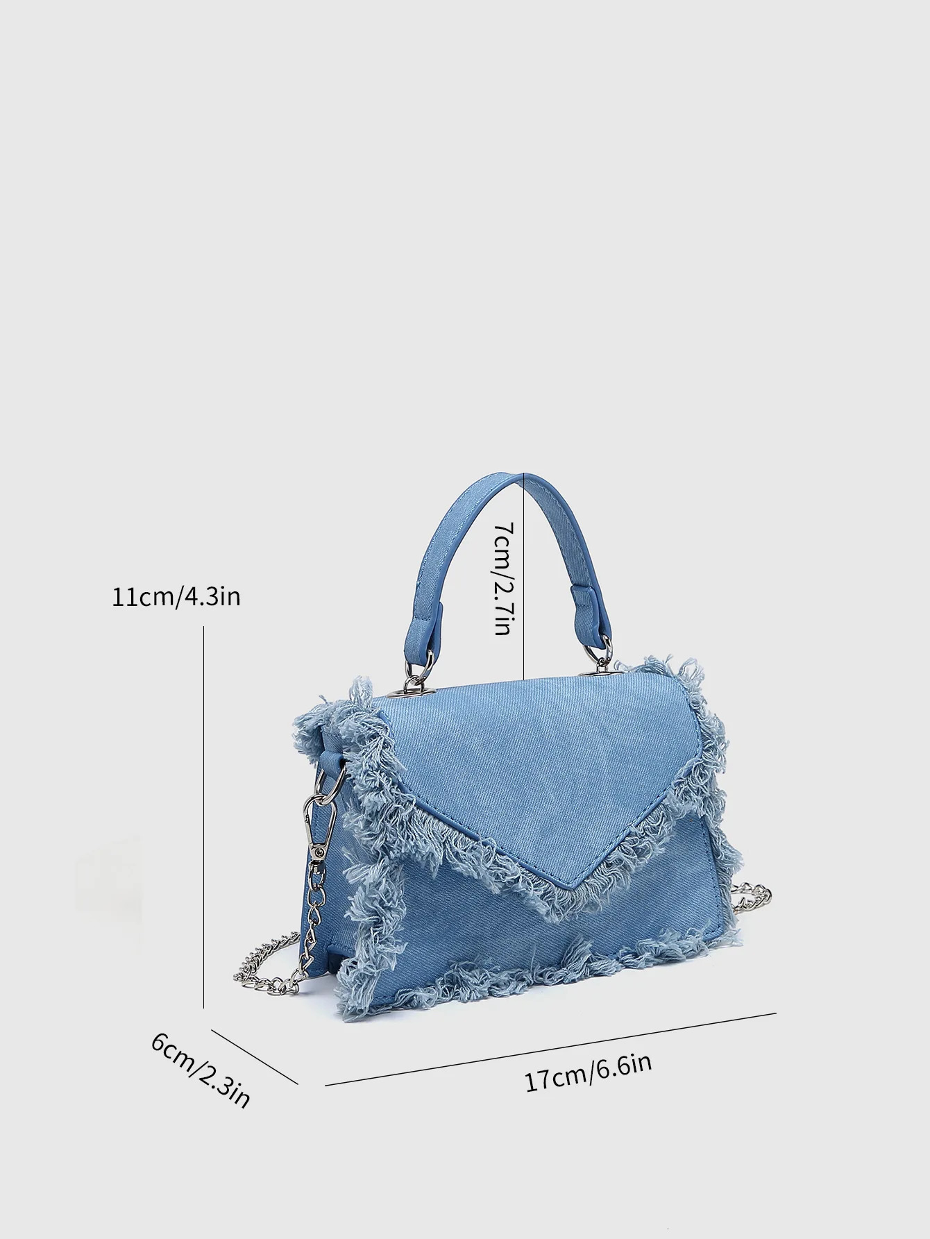Retro tassel handbag denim blue mini bag chain shoulder crossbody bag 250805