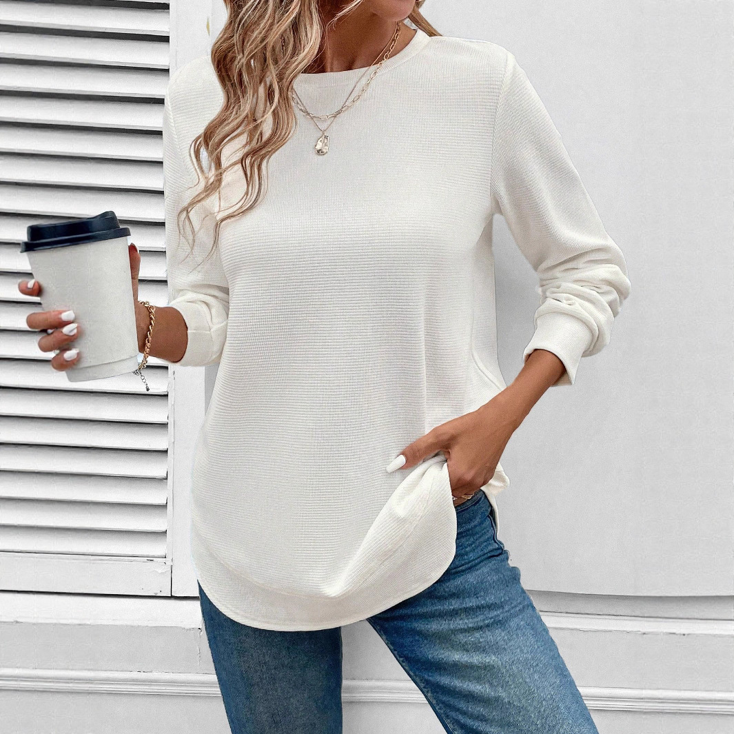 Free Shipping Designer Hoodie 2025 Foreign Trade Autumn And Winter New Loose, Elegant And Fashionable Women's Solid Color Round Neck Long Sleeved