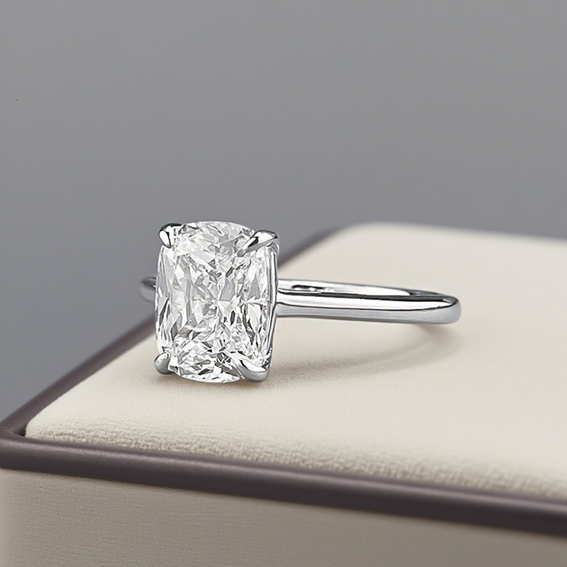 Hui Zhi Wing Jewelry New S Silver 7*9 Rectangular Ring for Women Daily Classic Live Streaming Style