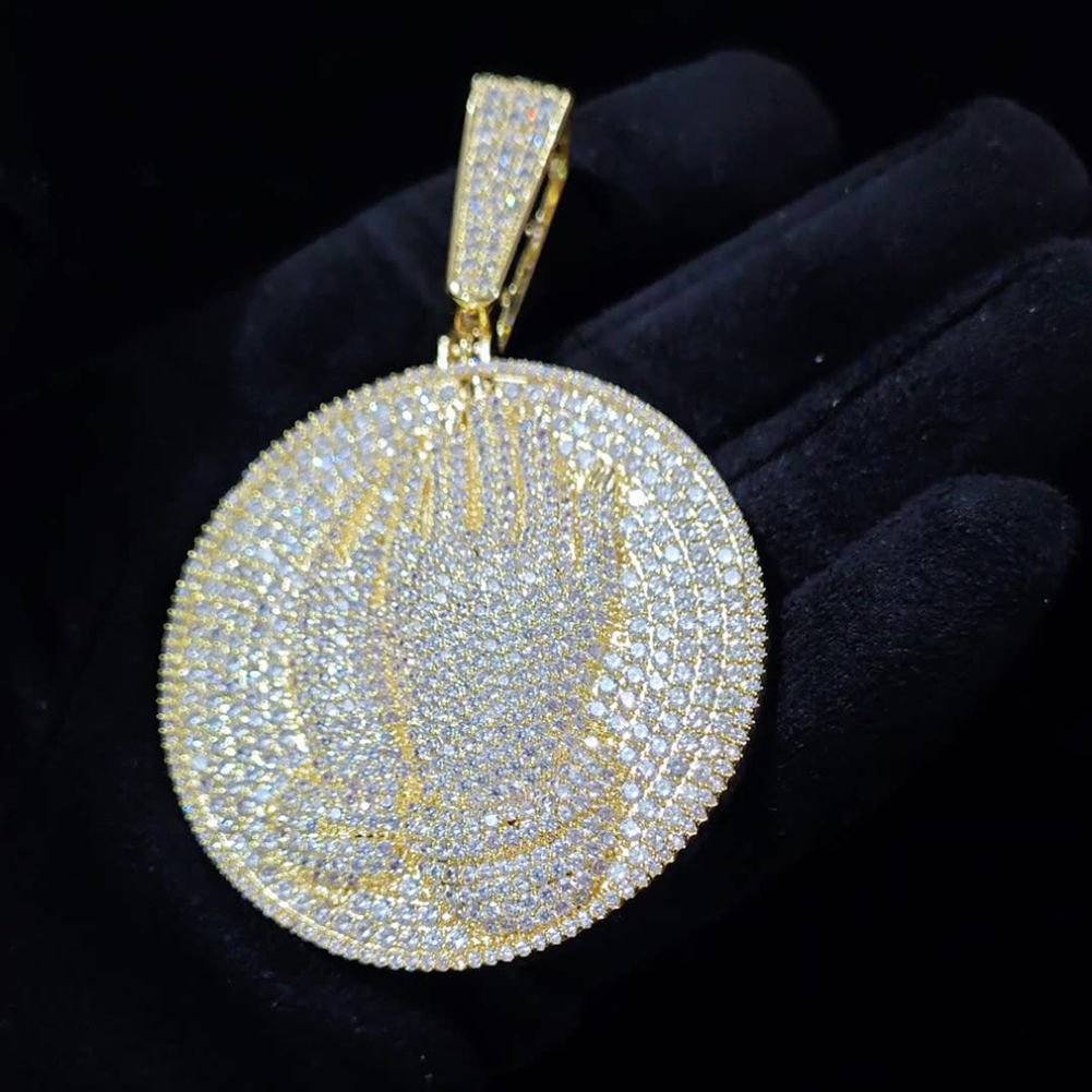 Hip Hop Playing Hand Pendant Necklace Full 5A Zircon Real Gold Plated Women Men Jewelry Gift