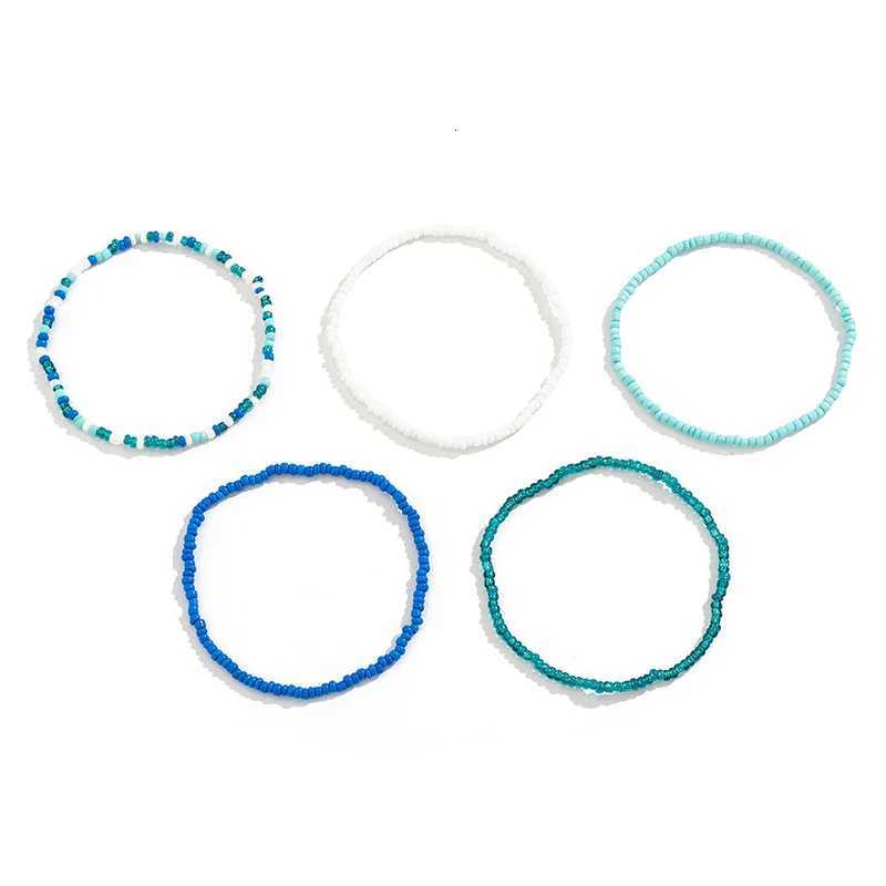 5pcs/set Boho Anklet Multi-layer Colorful Beads Chain Ankle Summer Charm Sandals Barefoot Beach Foot Bridal Jewelry A65 Y250805