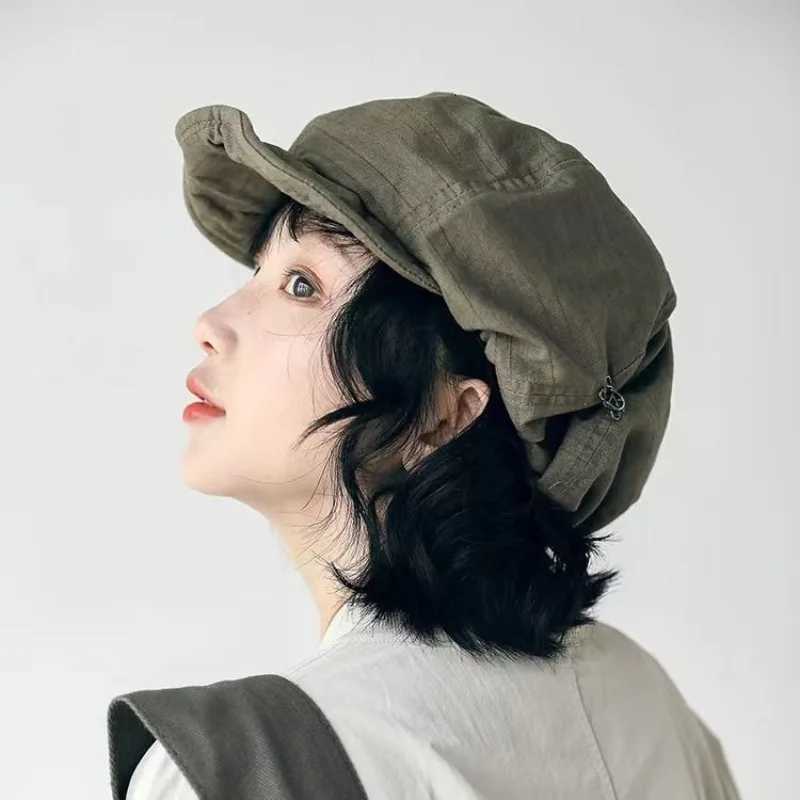 Harajuku Retro Style Oversized Berets Cs for Women in 2024 Spring Summer Fashion Versatile Casual Short-brimmed Newsboy Hats XJ250807