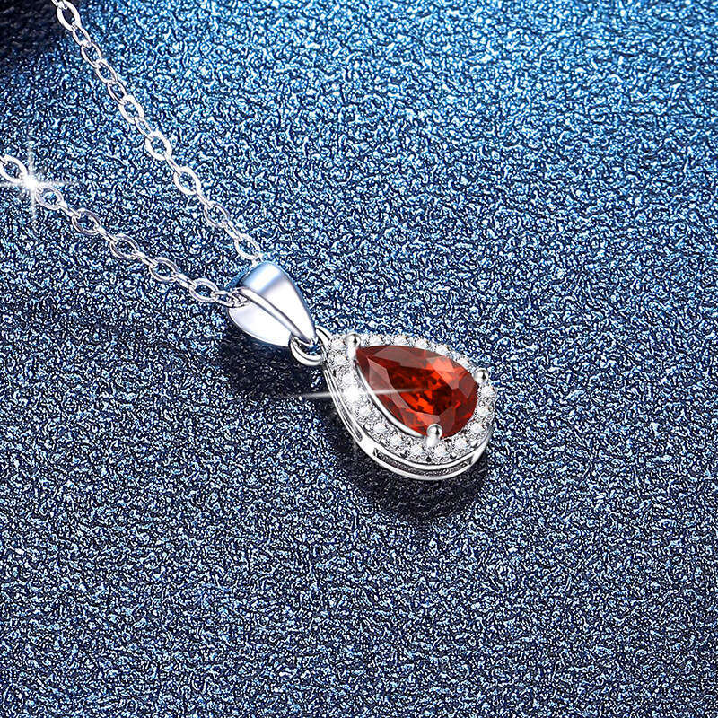 Moissanite Gemstone Iced Out VVS Silver Inlaid Cultivated Red Blue Emerald Necklace
